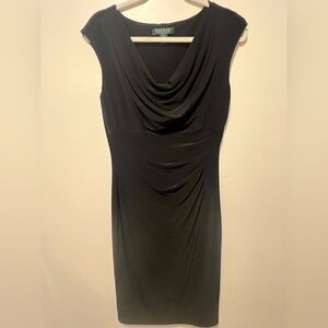 Sleeveless Black Cowl Neck Midi Dress by Ralph Lauren